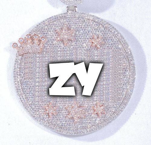 CUSTOM LETTER NECKLACE 3D BIG CROWN DISC