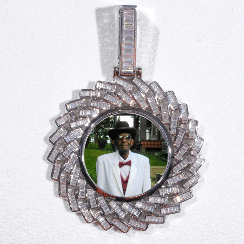 Large 3D Baguette Custom Picture Pendant