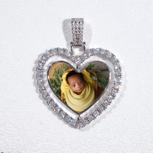 3D Spinning 2-Faced Heart Custom Picture Pendant
