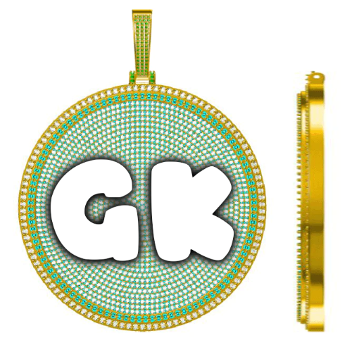 CUSTOM LETTER NECKLACE 3D BIG DISC