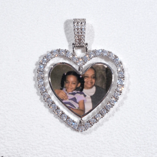 3D Spinning 2-Faced Heart Custom Picture Pendant