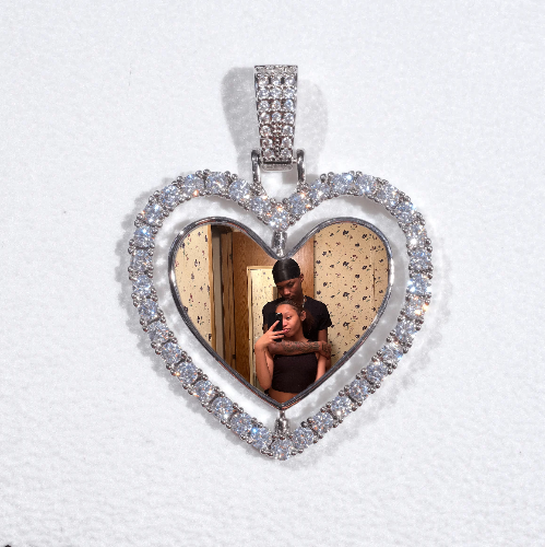 3D Spinning 2-Faced Heart Custom Picture Pendant