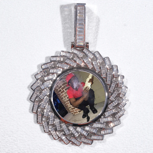 Large 3D Baguette Custom Picture Pendant