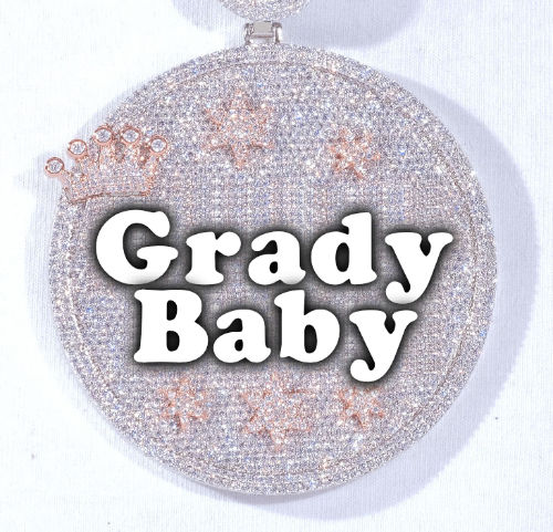 CUSTOM LETTER NECKLACE 3D BIG CROWN DISC
