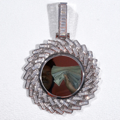 Large 3D Baguette Custom Picture Pendant
