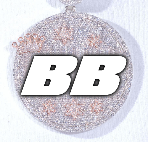 CUSTOM LETTER NECKLACE 3D BIG CROWN DISC