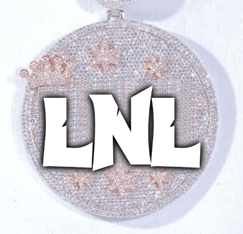 CUSTOM LETTER NECKLACE 3D BIG CROWN DISC