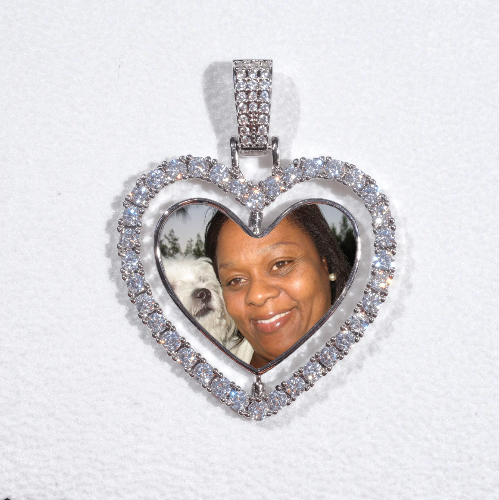 3D Spinning 2-Faced Heart Custom Picture Pendant