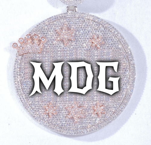 CUSTOM LETTER NECKLACE 3D BIG CROWN DISC