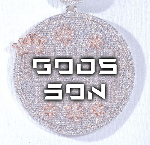 CUSTOM LETTER NECKLACE 3D BIG CROWN DISC