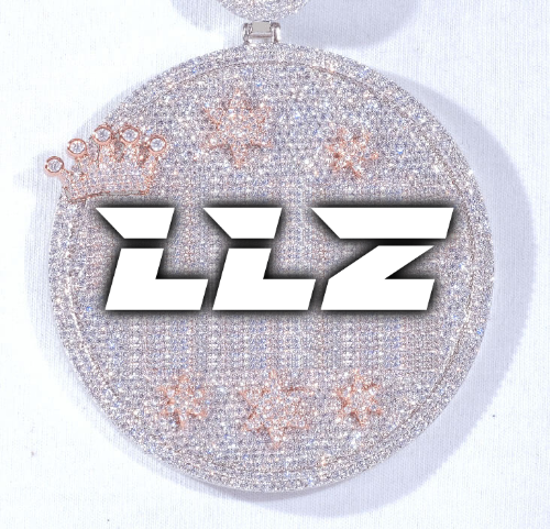 CUSTOM LETTER NECKLACE 3D BIG CROWN DISC
