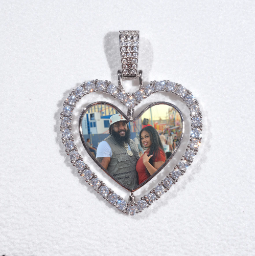 3D Spinning 2-Faced Heart Custom Picture Pendant