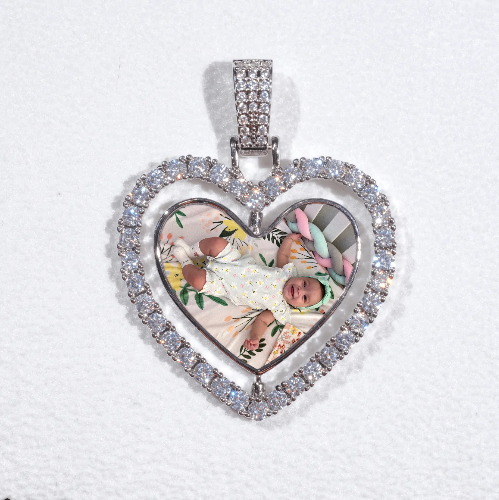 3D Spinning 2-Faced Heart Custom Picture Pendant