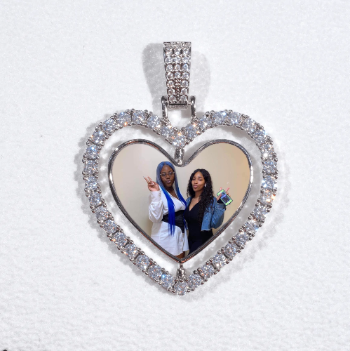 3D Spinning 2-Faced Heart Custom Picture Pendant