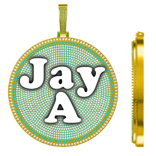 CUSTOM LETTER NECKLACE 3D BIG DISC