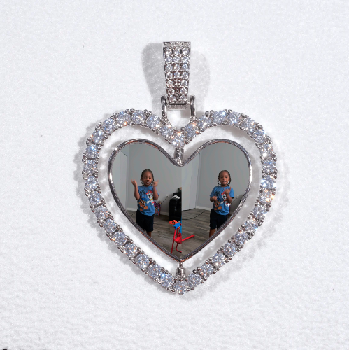 3D Spinning 2-Faced Heart Custom Picture Pendant