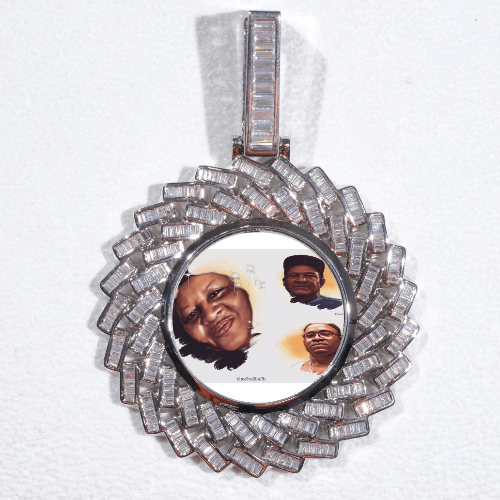 Large 3D Baguette Custom Picture Pendant