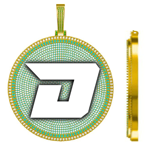 CUSTOM LETTER NECKLACE 3D BIG DISC