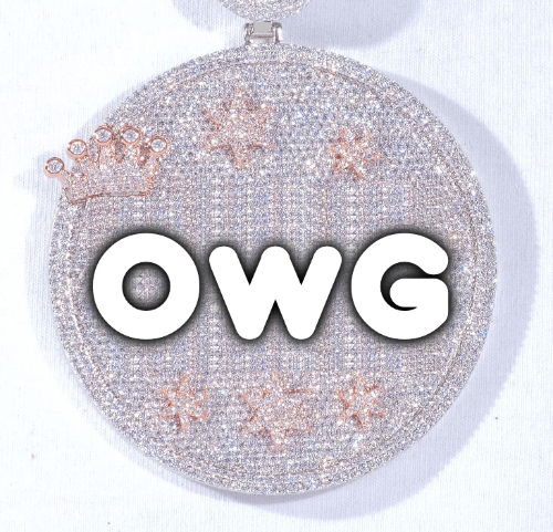 CUSTOM LETTER NECKLACE 3D BIG CROWN DISC