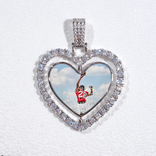 3D Spinning 2-Faced Heart Custom Picture Pendant