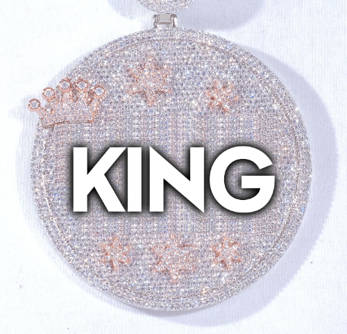 CUSTOM LETTER NECKLACE 3D BIG CROWN DISC