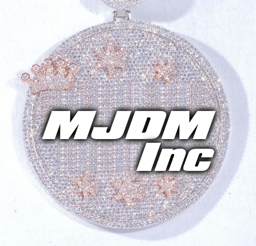 CUSTOM LETTER NECKLACE 3D BIG CROWN DISC