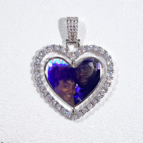 3D Spinning 2-Faced Heart Custom Picture Pendant
