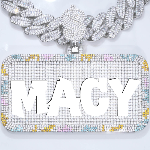 CUSTOM LETTER NECKLACE 3D COLORFUL SQUARE