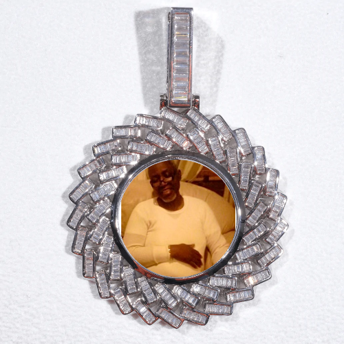 Large 3D Baguette Custom Picture Pendant