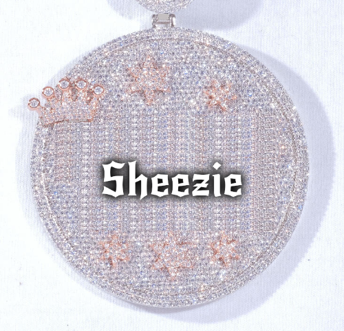 CUSTOM LETTER NECKLACE 3D BIG CROWN DISC