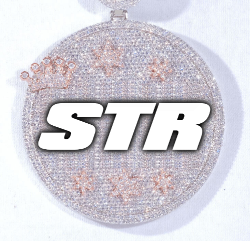 CUSTOM LETTER NECKLACE 3D BIG CROWN DISC