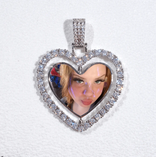 3D Spinning 2-Faced Heart Custom Picture Pendant