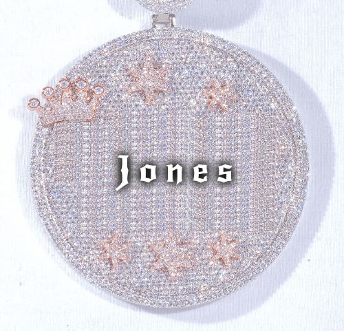 CUSTOM LETTER NECKLACE 3D BIG CROWN DISC