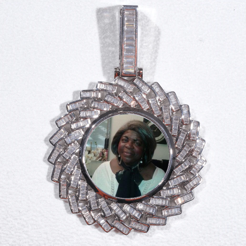 Large 3D Baguette Custom Picture Pendant