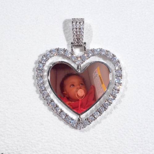 3D Spinning 2-Faced Heart Custom Picture Pendant