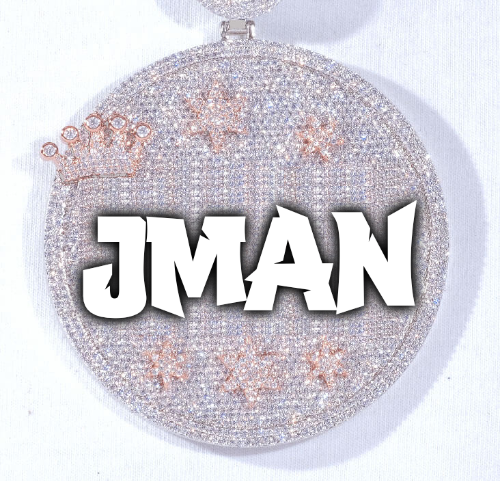 CUSTOM LETTER NECKLACE 3D BIG CROWN DISC