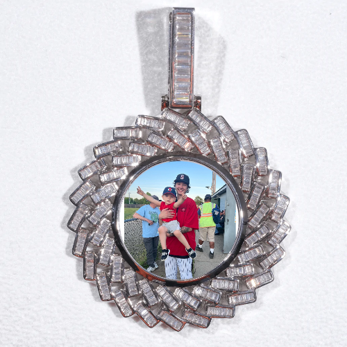 Large 3D Baguette Custom Picture Pendant