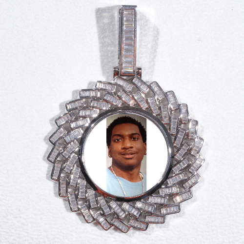 Large 3D Baguette Custom Picture Pendant