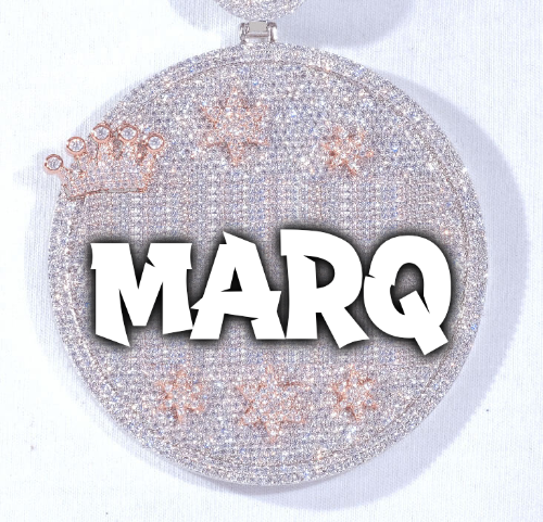 CUSTOM LETTER NECKLACE 3D BIG CROWN DISC