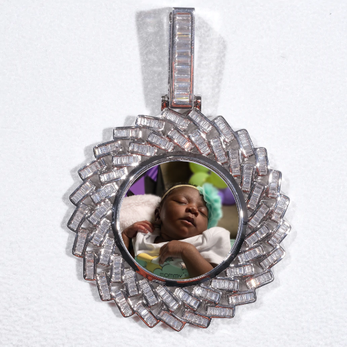 Large 3D Baguette Custom Picture Pendant