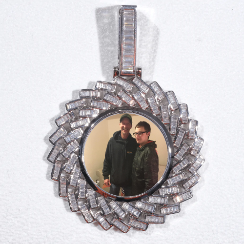 Large 3D Baguette Custom Picture Pendant