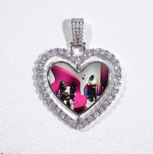 3D Spinning 2-Faced Heart Custom Picture Pendant