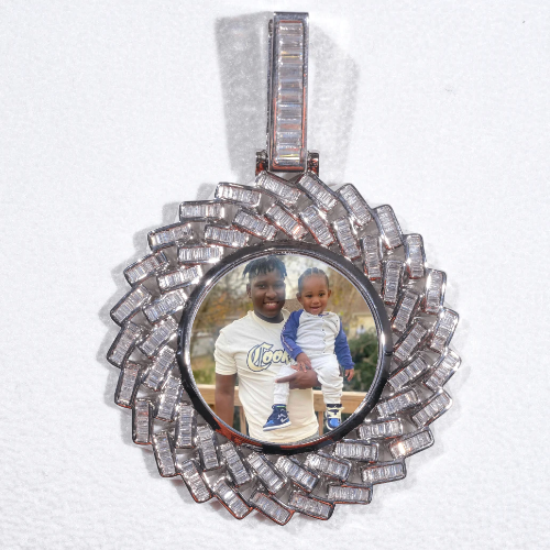 Large 3D Baguette Custom Picture Pendant