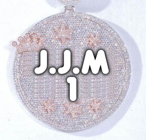 CUSTOM LETTER NECKLACE 3D BIG CROWN DISC