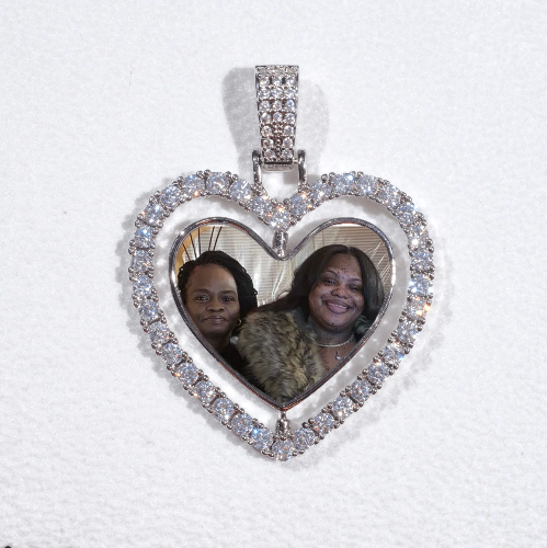 3D Spinning 2-Faced Heart Custom Picture Pendant