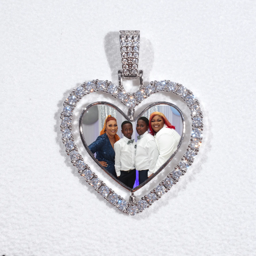 3D Spinning 2-Faced Heart Custom Picture Pendant