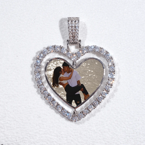 3D Spinning 2-Faced Heart Custom Picture Pendant