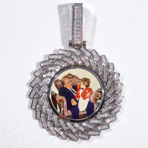 Large 3D Baguette Custom Picture Pendant