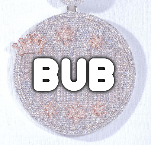 CUSTOM LETTER NECKLACE 3D BIG CROWN DISC