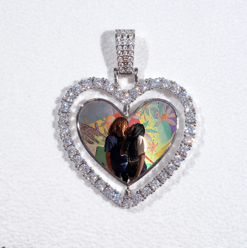 3D Spinning 2-Faced Heart Custom Picture Pendant